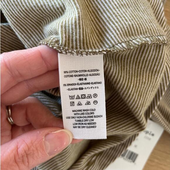 Free People Penelope Striped Puff Long Sleeve Tee Size M Moss Scoop Neck NWT - Picture 6 of 8